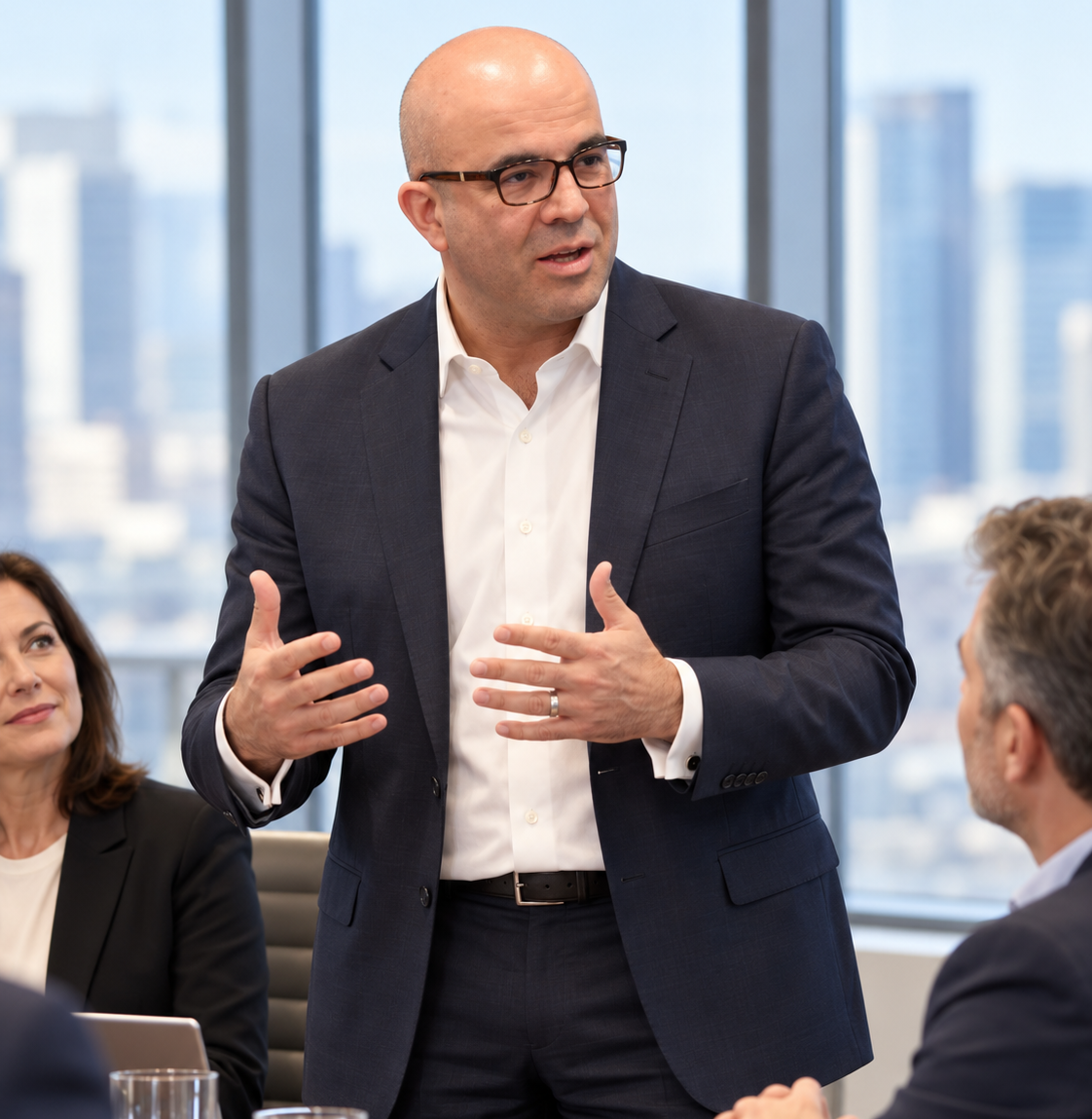 Armando Huitron leading a boardroom discussion